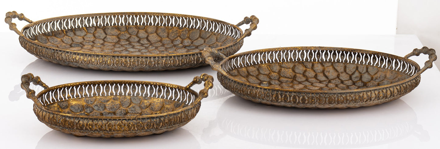 Taca Dekoracyjna Metalowa Złota 42x23cm (Średnia)