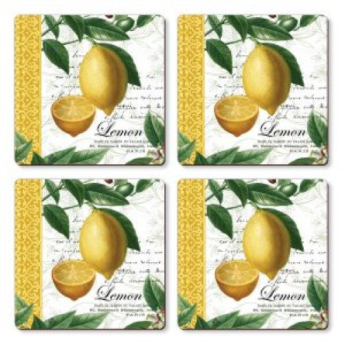 Podkładki Korkowe Małe Cytrynki 10x10cm 4szt