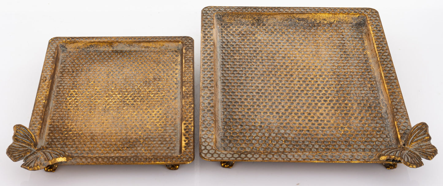 Taca Dekoracyjna Metalowa Złota 34x24cm (Duża)