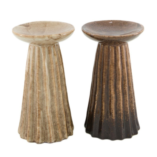 Świecznik Ceramiczny 16cm Brązowy (Prawy)