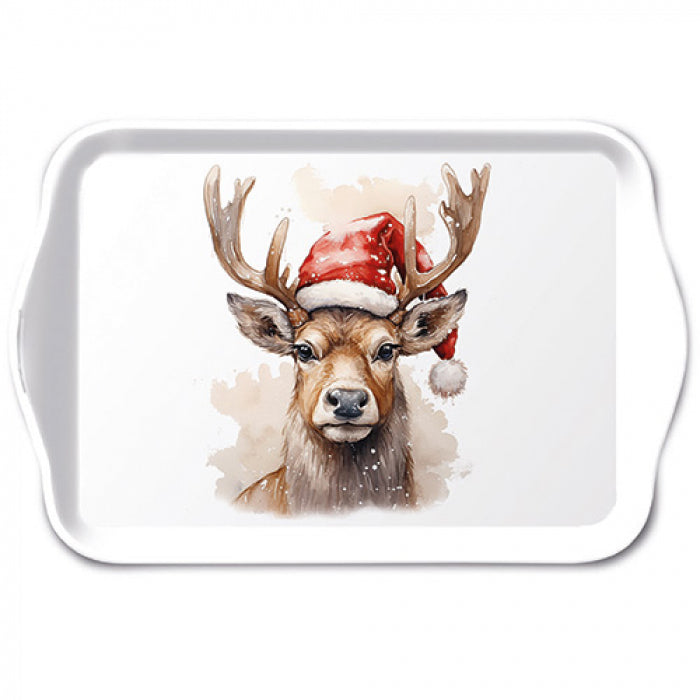 Tacka Melaminowa 13x21cm Jeleń w Czapce Mikołaja