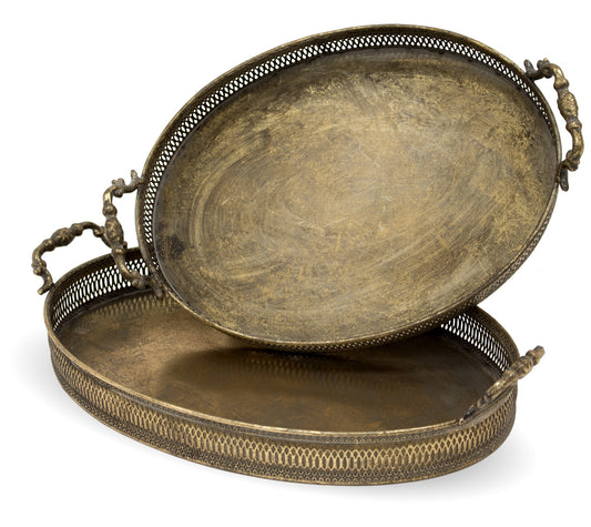 Taca Dekoracyjna Metalowa Złota 40x27cm