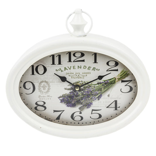 Zegar Metalowy Owalny Biały 26x28cm