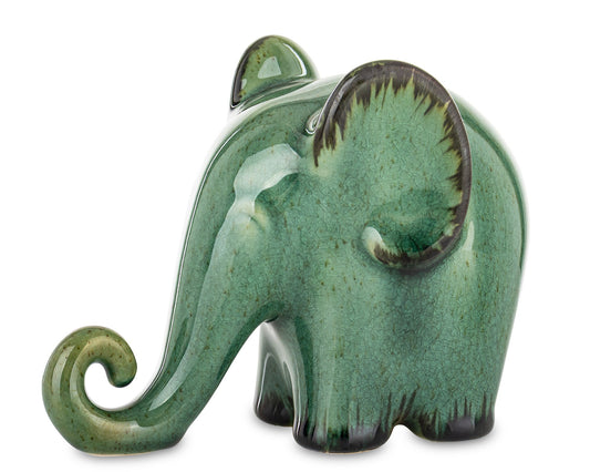 Figurka Ceramiczna Słoń Zielony 14cm