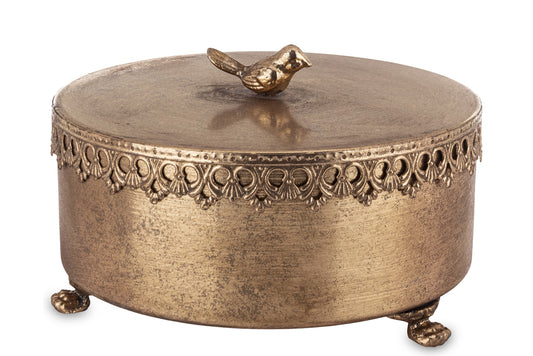 Pojemnik Dekoracyjny Metalowy z Przykryciem Miedziany 23cm