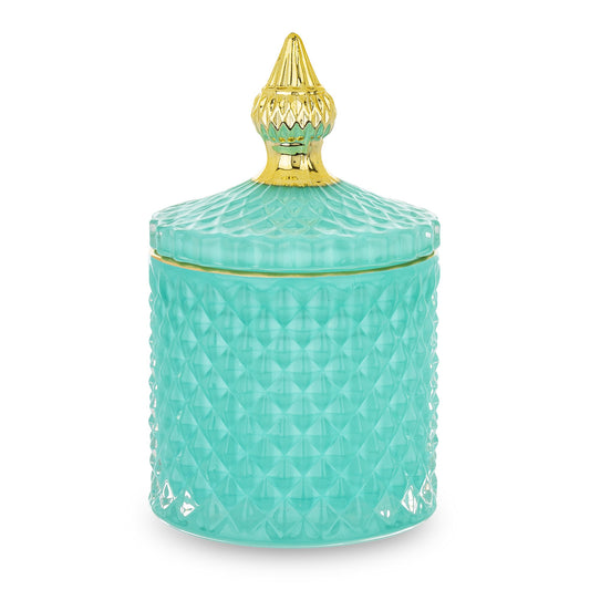 Pojemnik Dekoracyjny Szklany z Przykryciem Miętowy 14cm