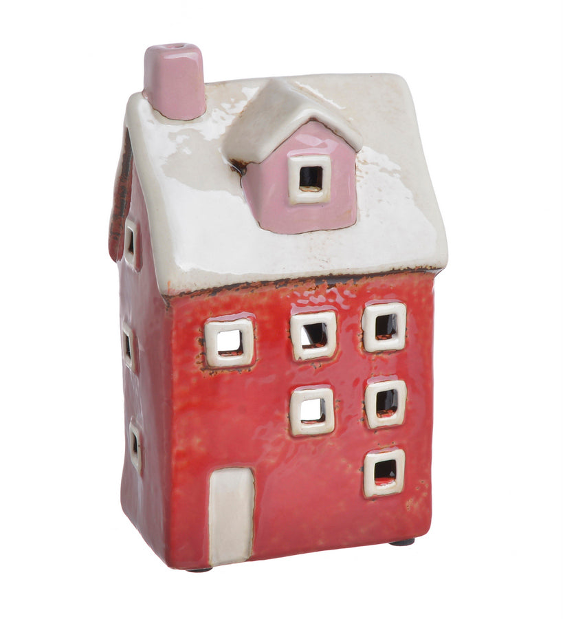 Domek Ceramiczny - Lampion Na Tealighty Czerwony