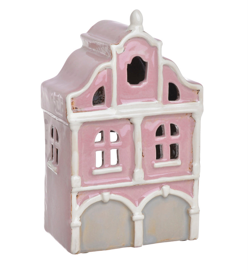 Domek Ceramiczny - Lampion Na Tealighty Różowy