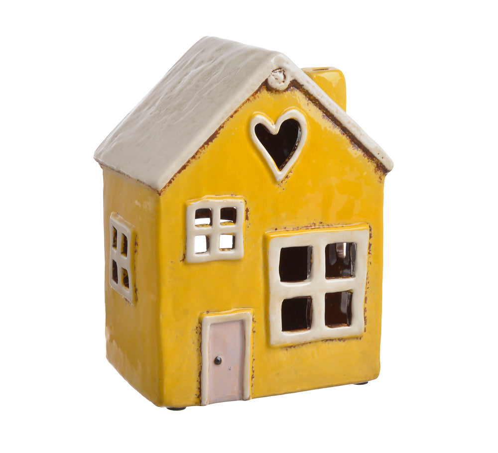Domek Ceramiczny - Lampion Na Tealighty Żółty