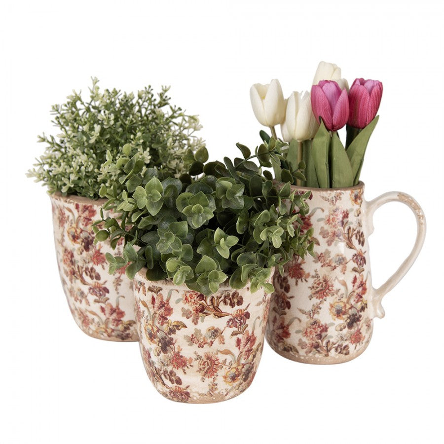 Dzbanek Dekoracyjny Ceramiczny Wys. 18cm Kwiaty