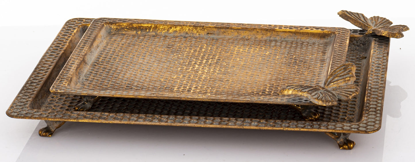 Taca Dekoracyjna Metalowa Złota 34x24cm (Duża)