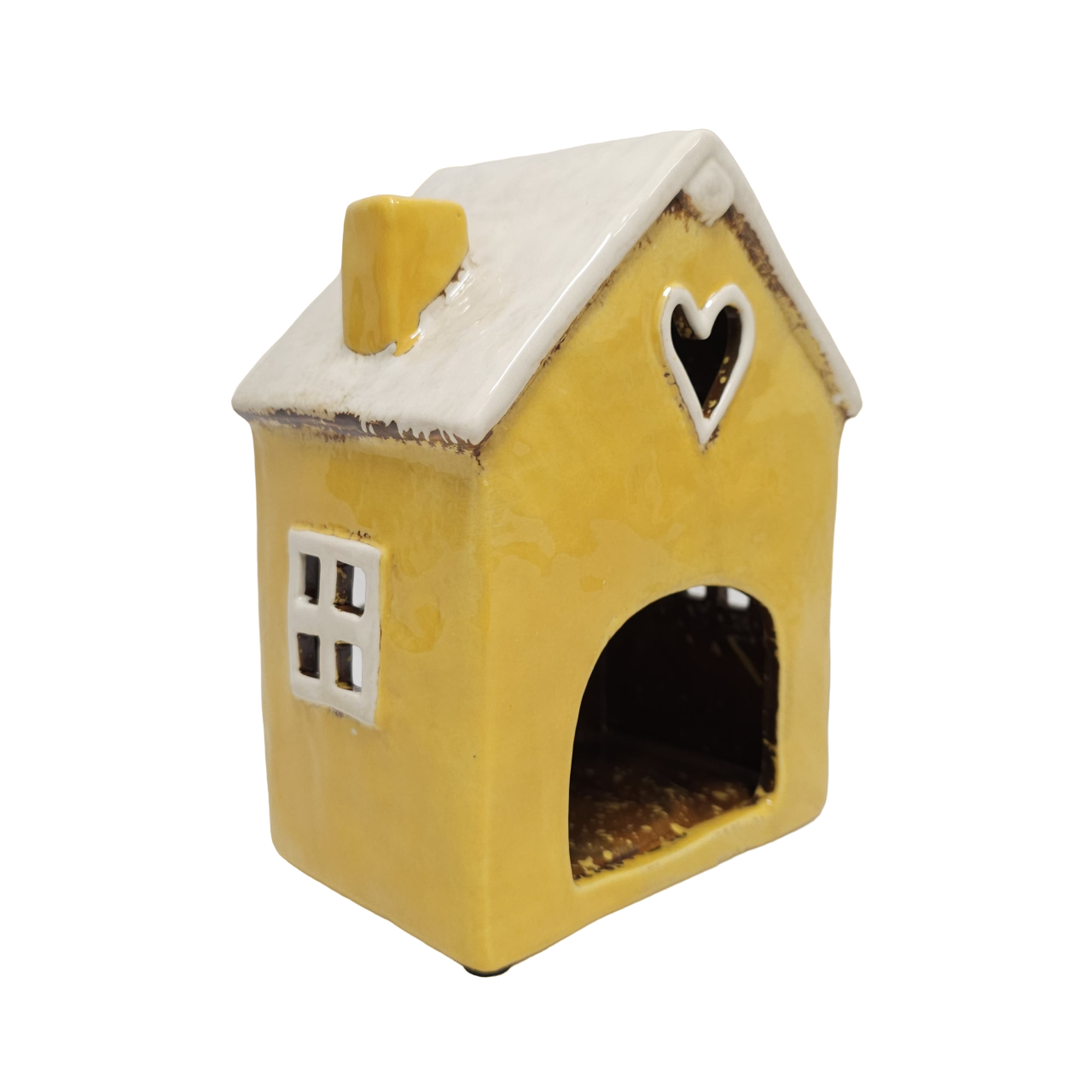 Domek Ceramiczny - Lampion Na Tealighty Żółty