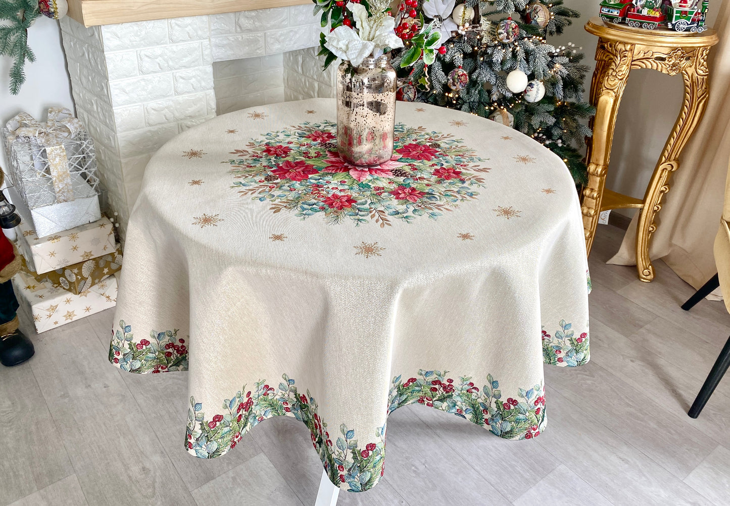 Obrus Gobelinowy Koło 160cm Świąteczny