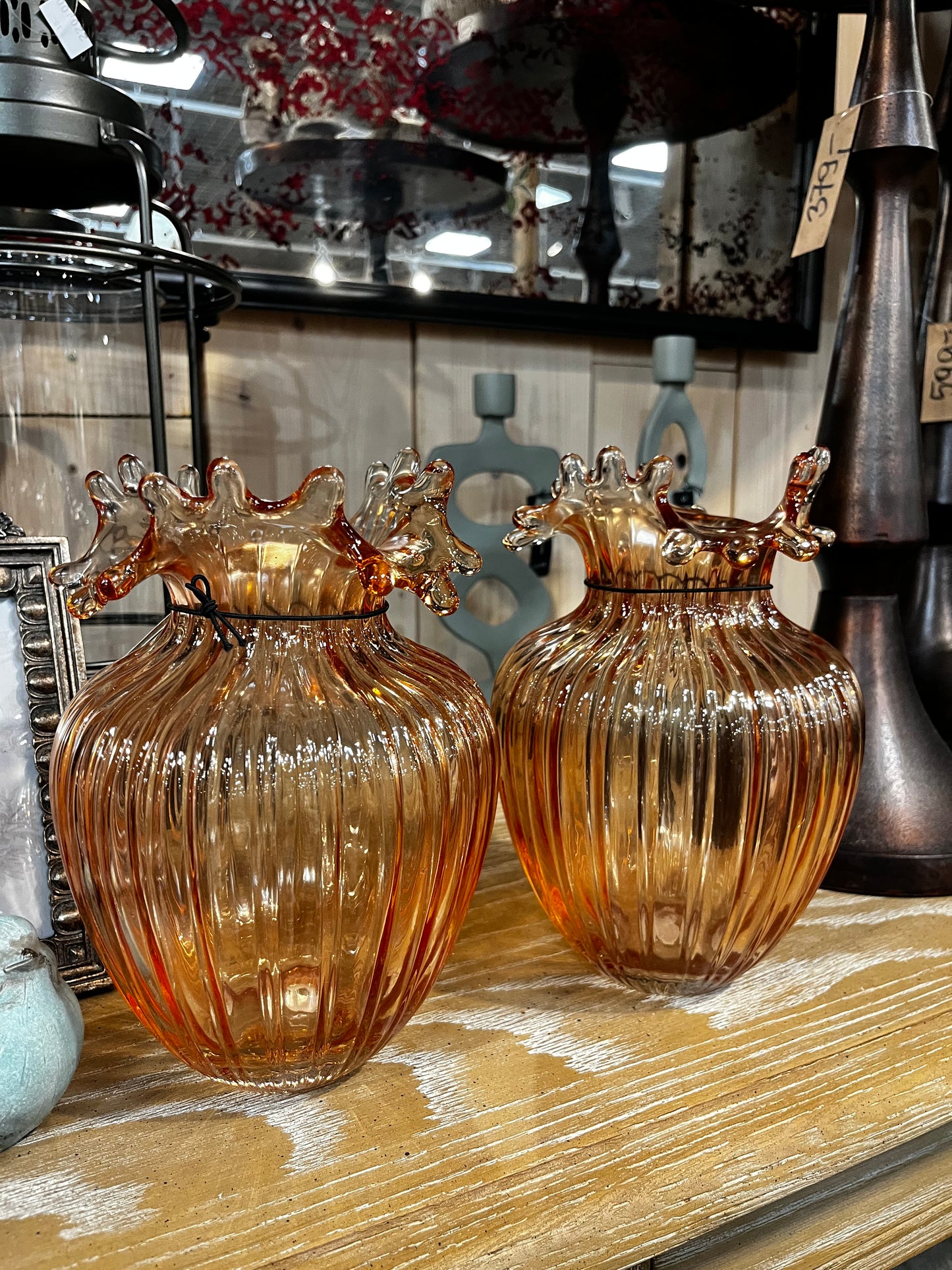 Wazon Szklany Pomarańczowy 21cm