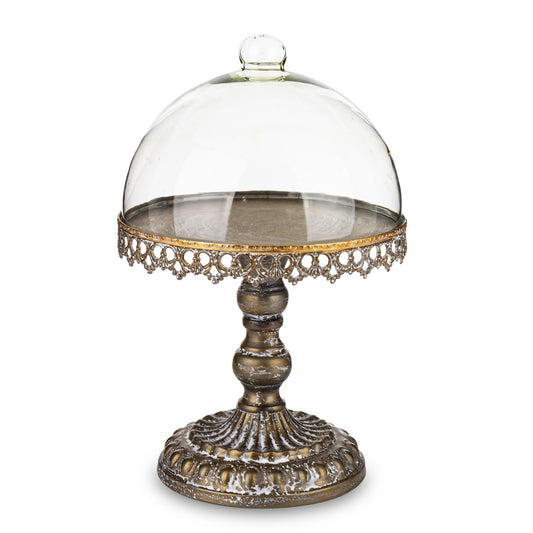 Patera Dekoracyjna Na Nodze ze Szklanym Kloszem