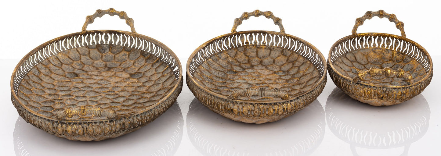 Taca Dekoracyjna Metalowa Złota 49x27cm (Duża)