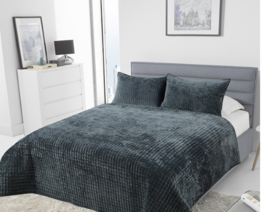 Narzuta Zina Welwet Grafitowa 240x220cm + 2 poszewki 50x70