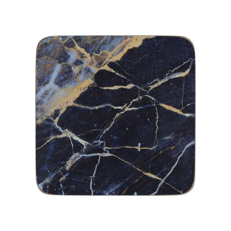 Podkładki Korkowe Małe Czarny Marmur 10x10cm 6szt.