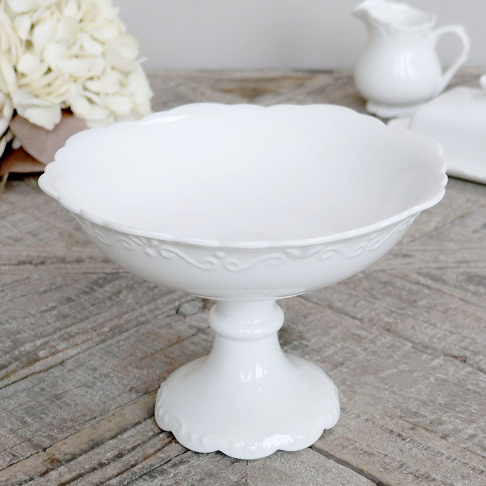 Patera Porcelanowa na nodze Biała 22cm