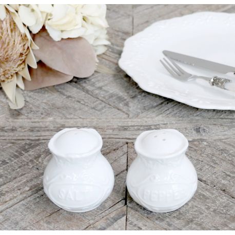 Solniczka i pieprzniczka Porcelanowa Biała