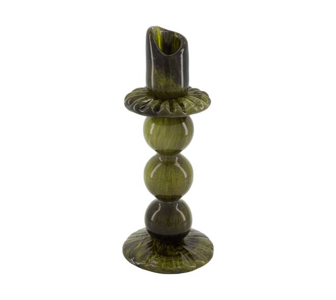 Świecznik Szklany 26cm Zielony