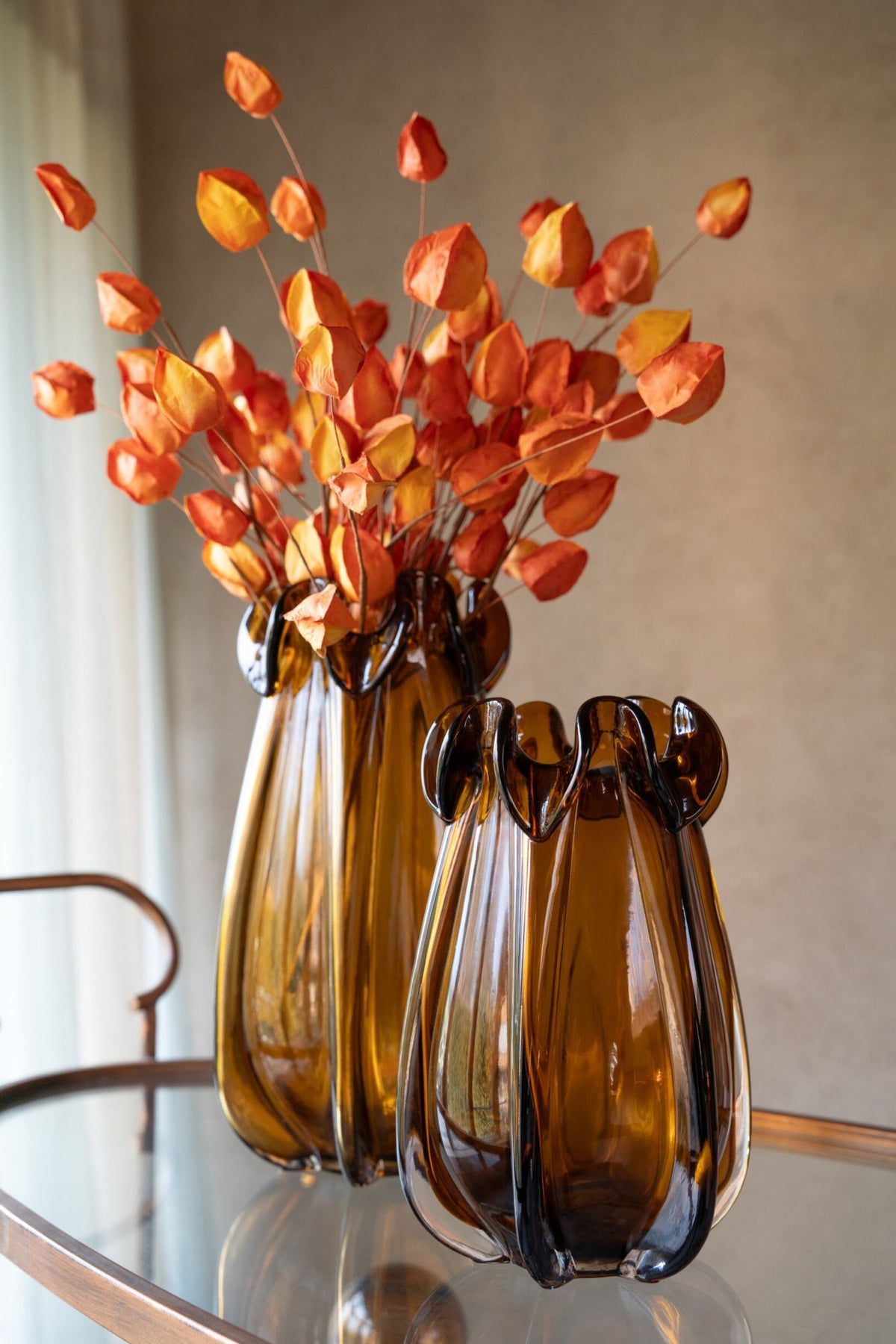 Wazon Szklany 34cm Bursztynowy