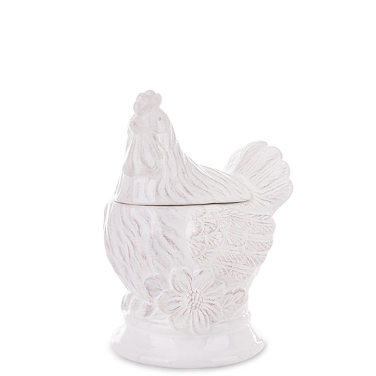 Pojemnik Dekoracyjny Kura Ceramiczna Biała 19cm