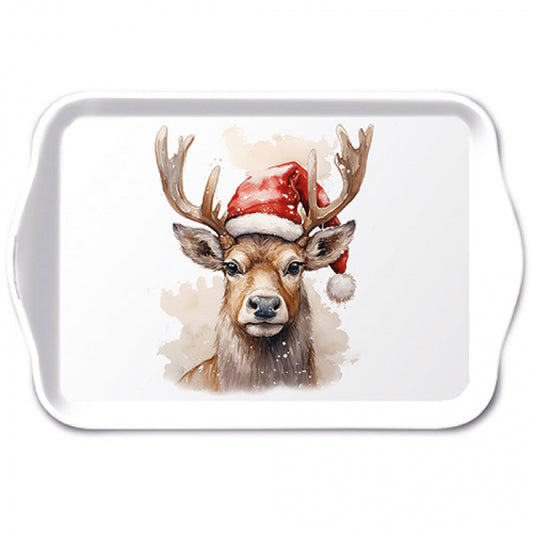 Tacka Melaminowa 13x21cm Jeleń w Czapce Mikołaja