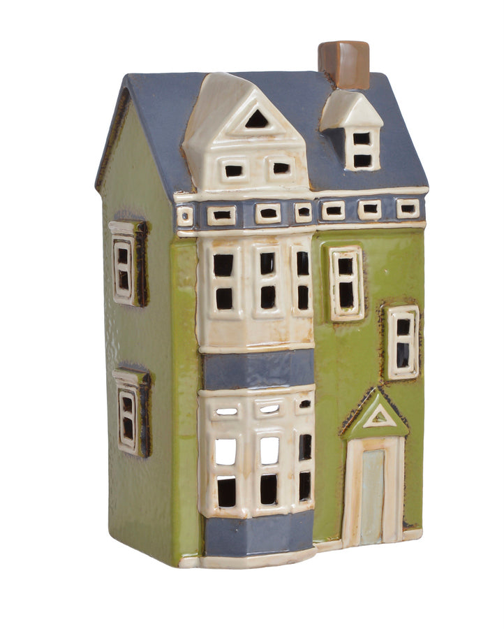 Domek Ceramiczny - Lampion Na Tealighty Zielony