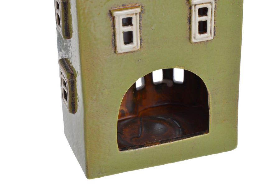 Domek Ceramiczny - Lampion Na Tealighty Zielony
