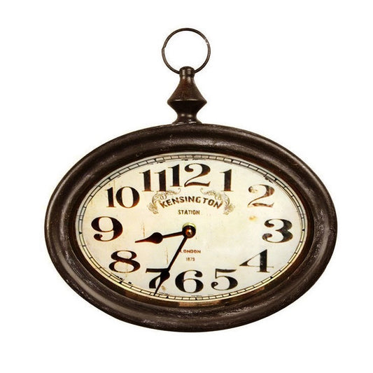 Zegar Metalowy Owalny Brązowy 30x27cm