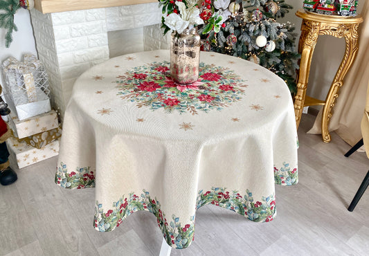 Obrus Gobelinowy Koło 160cm Świąteczny