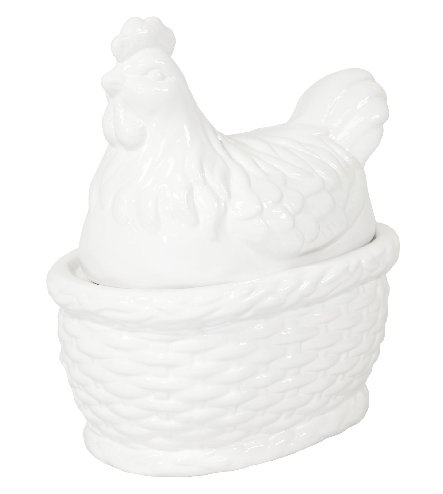 Pojemnik Dekoracyjny Kura Ceramiczna Biała