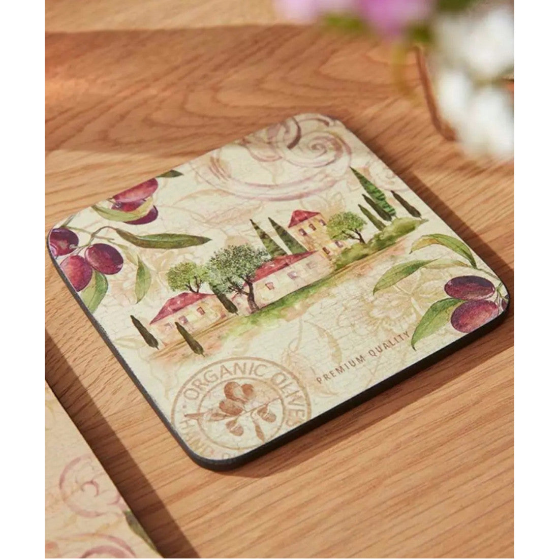 Podkładki Korkowe Ogród Oliwny 10x10cm 6 szt.