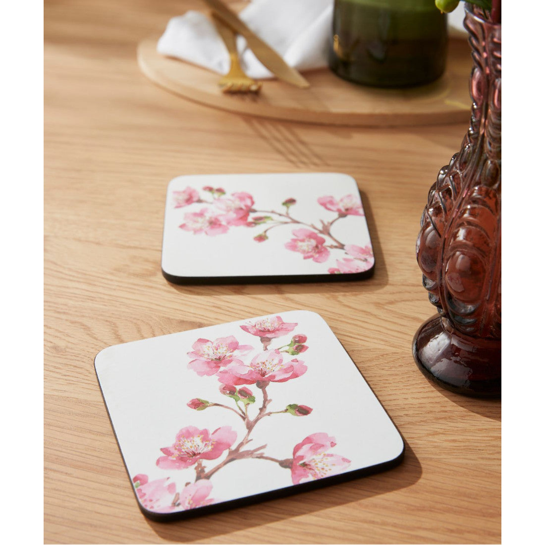Podkładki Korkowe Różowe Kwiaty 10x10cm 6 szt.